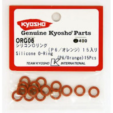 ANEL DE SILICONE ORING O P6 LARANJA 15 PEÇAS KYOSHO MAD FORCE / INFERNO / GT2 / ST KYO ORG06